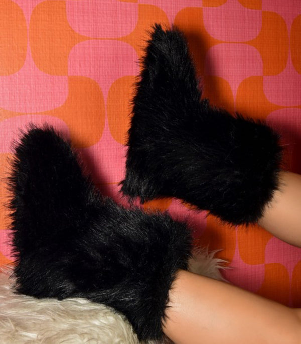 Black Furry Boots