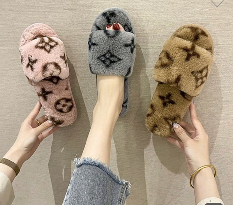 lv fuzzy slippers